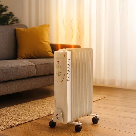 Grzejnik Olejowy Elektryczny Termostat Energooszczędny 1500W 7 Żebrowy Duży