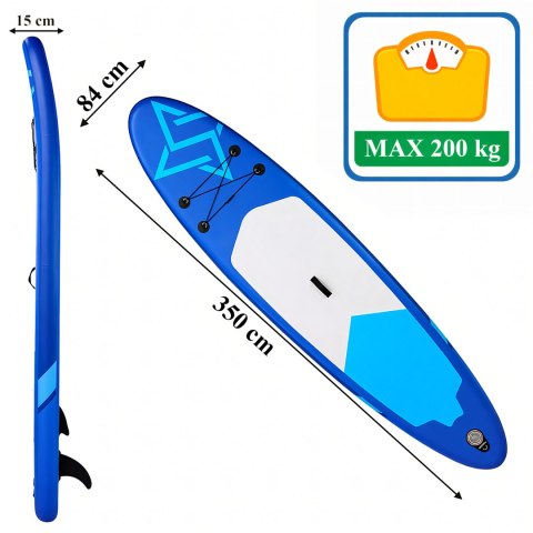 Deska Sup Paddle Board do Pływania Pompowana Standu Up + Akcesoria 350 cm