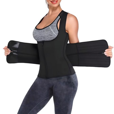 KAMIZELKA NEOPRENOWA FITNESS DAMSKA ODCHUDZAJĄCA SPORTOWA TRENINGOWA L
