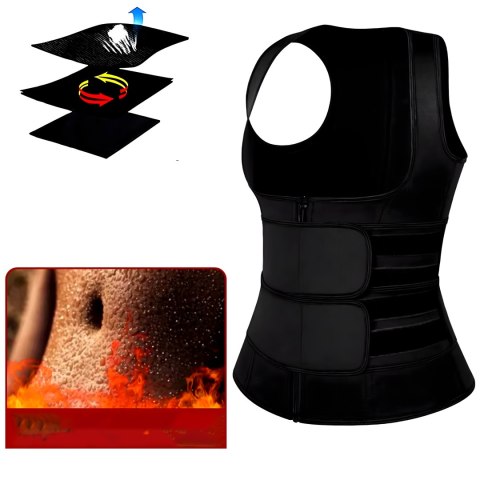 KAMIZELKA NEOPRENOWA FITNESS DAMSKA ODCHUDZAJĄCA SPORTOWA TRENINGOWA L