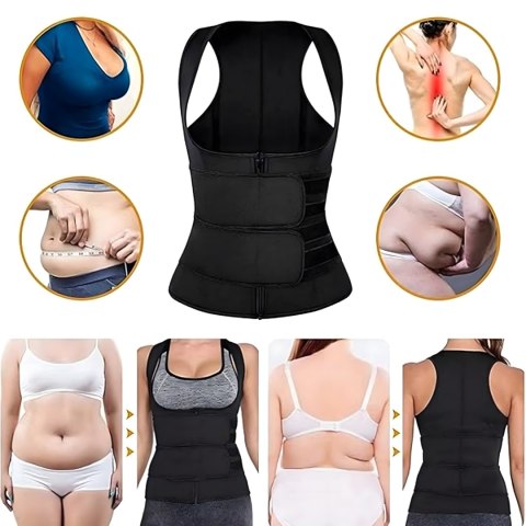 KAMIZELKA NEOPRENOWA FITNESS DAMSKA ODCHUDZAJĄCA SPORTOWA TRENINGOWA L