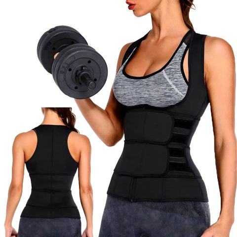 KAMIZELKA NEOPRENOWA FITNESS DAMSKA ODCHUDZAJĄCA SPORTOWA TRENINGOWA S