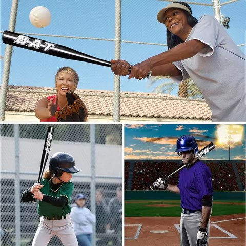 Kij Baseballowy Bejsbolowy Bat Aluminiowy 25" 64cm Mocny Treningowy Czarny