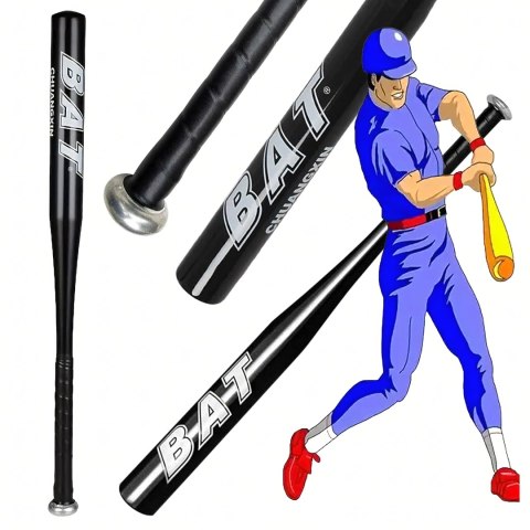 Kij Baseballowy Bejsbolowy Bat Aluminiowy 25" 64cm Mocny Treningowy Czarny
