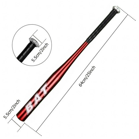 Kij Baseballowy Bejsbolowy Bat Aluminiowy 25" 64cm Treningowy Czerwony