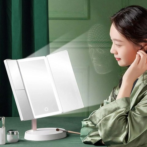 15x Lusterko Kosmetyczne Podświetlane Led Rozkładane Lustro do Makijażu x3