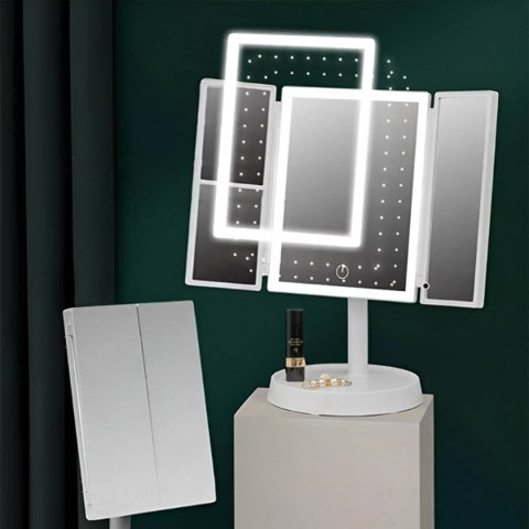 240x Lusterko Kosmetyczne Podświetlane Led Rozkładane Lustro do Makijażu x3