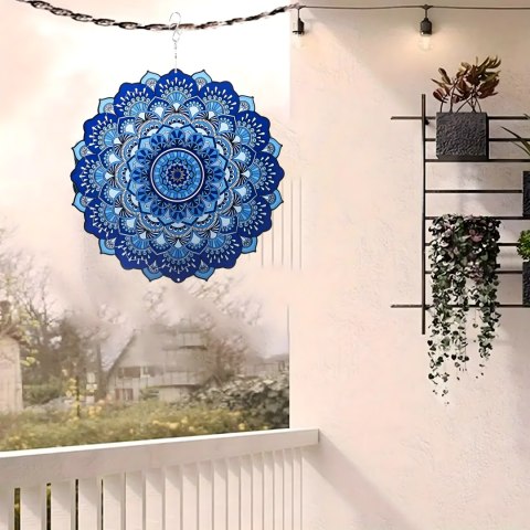 Wisząca Błystka Ozdoba Łapacz Wiatrowa 12" Mandala 3D do Ogrodu Pokoju
