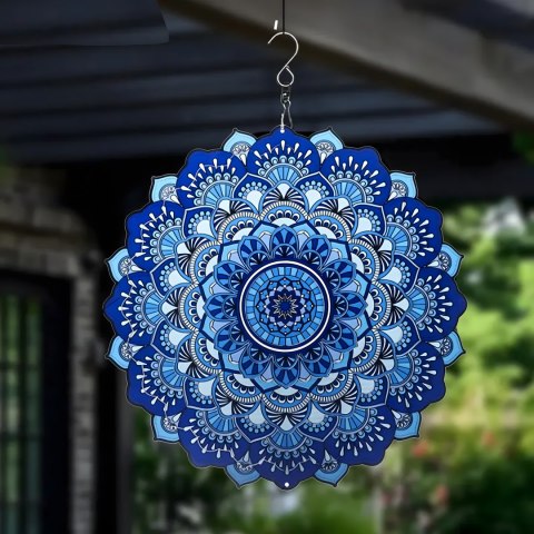 Wisząca Błystka Ozdoba Łapacz Wiatrowa 12" Mandala 3D do Ogrodu Pokoju