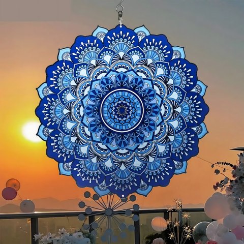 Wisząca Błystka Ozdoba Łapacz Wiatrowa 12" Mandala 3D do Ogrodu Pokoju