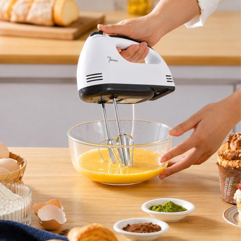 168x Robot Kuchenny Mikser Ręczny Mocny z Stalową Misą 7 Prędkości 100W Końcówki