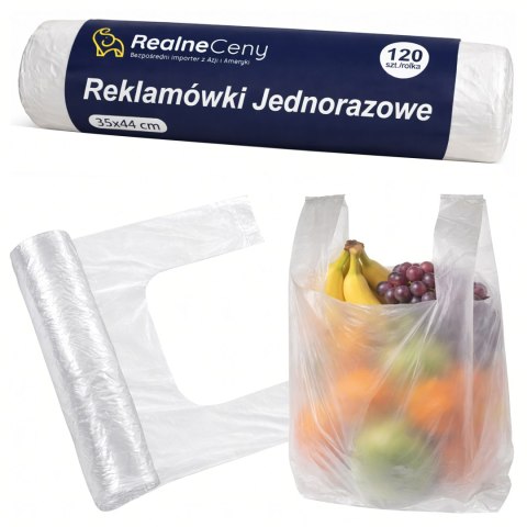 2016 x Reklamówki Foliówki Zrywki Foliowe Jednorazowe 44x35cm Rolka 120szt Mocne