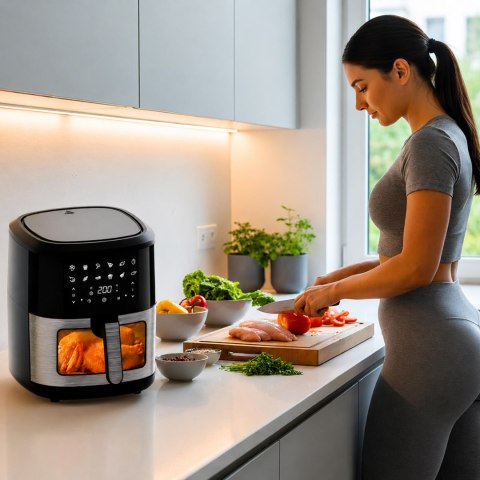 Frytkownica Beztłuszczowa Air Fryer 6L Frytownica 1500W 12 Programów Mocna