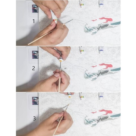MALOWANIE PO NUMERACH OBRAZ Z RAMĄ DIY ZESTAW PĘDZLE FARBY PŁÓTNO 20x20