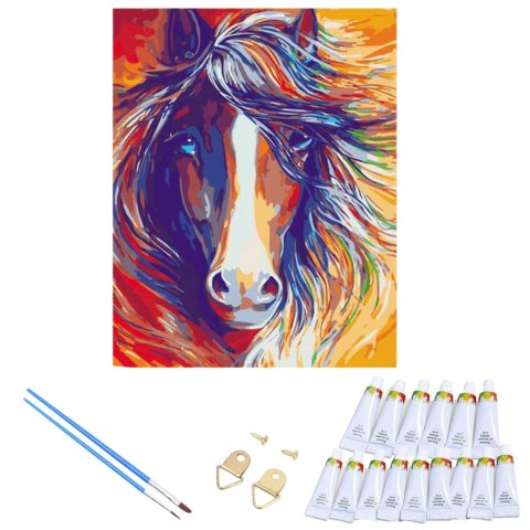 MALOWANIE PO NUMERACH OBRAZ Z RAMĄ DIY ZESTAW PĘDZLE FARBY PŁÓTNO 30x40