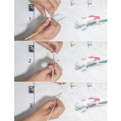 MALOWANIE PO NUMERACH OBRAZ Z RAMĄ DIY ZESTAW PĘDZLE FARBY PŁÓTNO 40x50