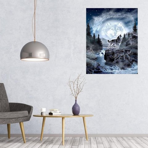 MALOWANIE PO NUMERACH OBRAZ Z RAMĄ DIY ZESTAW PĘDZLE FARBY PŁÓTNO 40x50