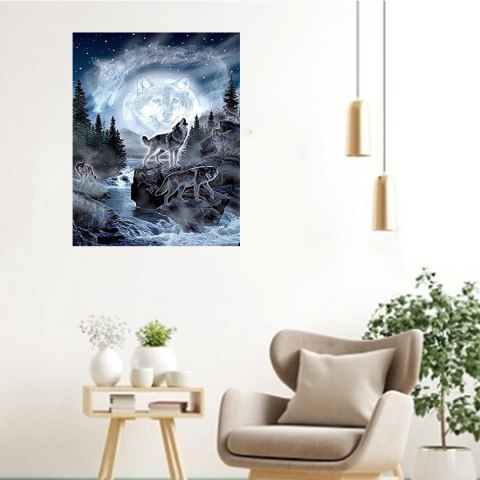 MALOWANIE PO NUMERACH OBRAZ Z RAMĄ DIY ZESTAW PĘDZLE FARBY PŁÓTNO 40x50