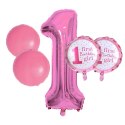 Balony na 1 Urodziny Roczek Dziewczynka Zestaw 5 szt Gwiazdki Balon