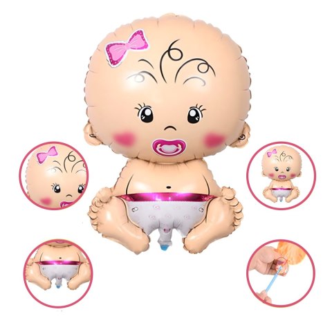 Balony na Baby Shower Bobas Dziewczynka Baby Girl Zestaw 5 szt Gwiazdki