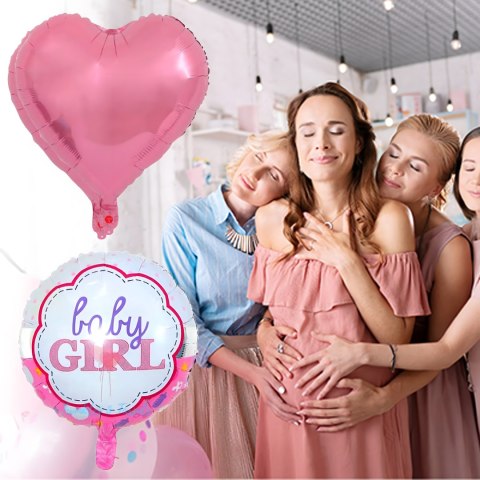 Balony na Baby Shower Bobas Dziewczynka Baby Girl Zestaw 5 szt Gwiazdki