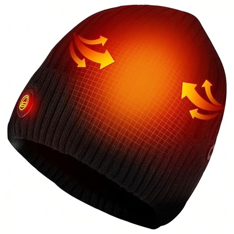 Czapka Grzewcza Beanie Ogrzewana Zimowa Ciepła Elektryczna + Powerbank