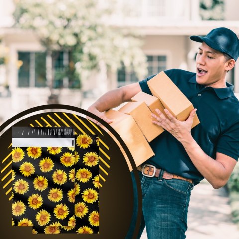 FOLIOPAKI KURIERSKIE MOCNE KOPERTY FOLIOWE 255x370 SŁONECZNIKI 50szt
