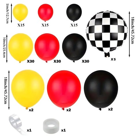Girlanda Balonowa Zestaw Balonów na Urodziny Wyścigi Flaga 148 ele