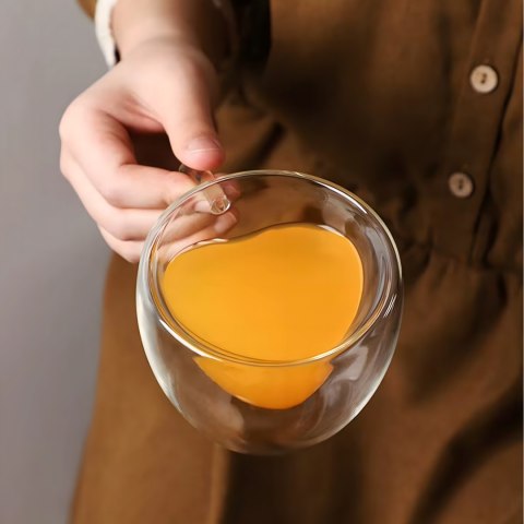 Kubek Miłosny Szklanka w Kształcie Serca Podwójna Ściana Żaroodporny 250 ml