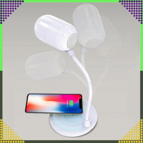 Lampka Biurkowa Nocna Ładowarka Indukcyjna Głośnik Bluetooth Szkolna Nauka