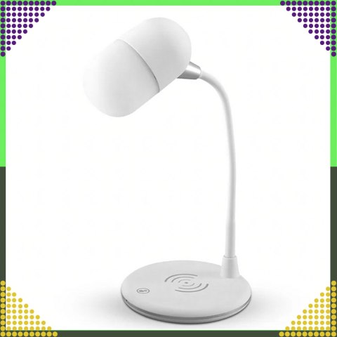 Lampka Biurkowa Nocna Ładowarka Indukcyjna Głośnik Bluetooth Szkolna Nauka