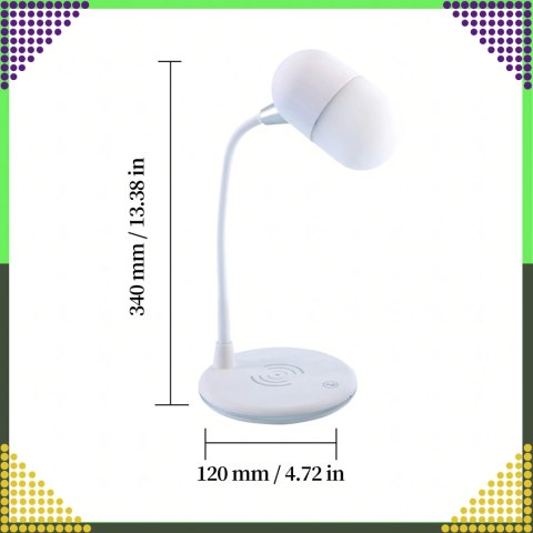 Lampka Biurkowa Nocna Ładowarka Indukcyjna Głośnik Bluetooth Szkolna Nauka