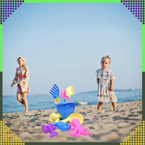 Wiaderko Foremki 9 szt Zabawek Plażowych Ogrodowych do Piaskownicy Dzieci
