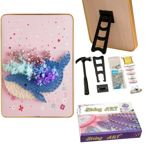 ZESTAW KREATYWNY DO STRING ART PRZEPLATANKA HAFT OBRAZ LED W RAMCE 21x30 CM