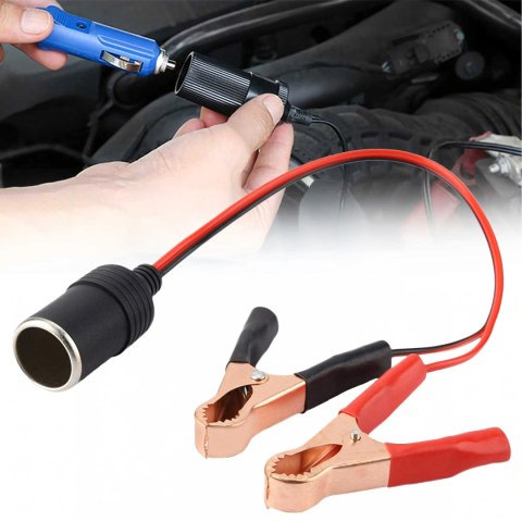 Adapter Przejściówka Gniazda Zapalniczki z Wyjściem na Krokodylki 12V 24V