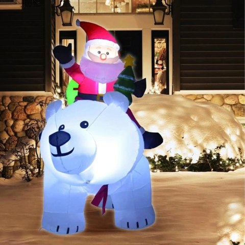 Dekoracja Świąteczna Mikołaj Dmuchany na Niedźwiedziu Misiu Led XXL 210cm