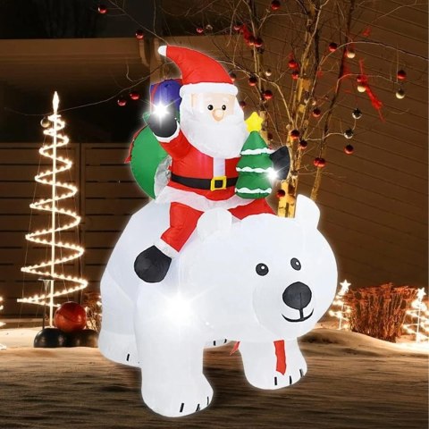 Dekoracja Świąteczna Mikołaj Dmuchany na Niedźwiedziu Misiu Led XXL 210cm