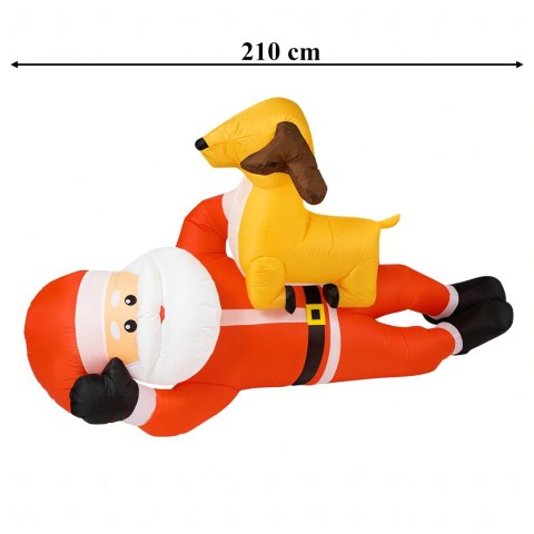 Dmuchany Święty Mikołaj z Reniferm 210cm Świąteczny Podświetlenie Led XXL