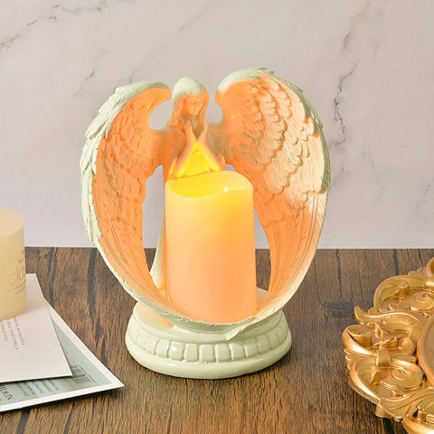 Figurka Dekoracyjna Świecznik Świeca Ozdoba Anioł Aniołek Led Święta Ogród 16cm