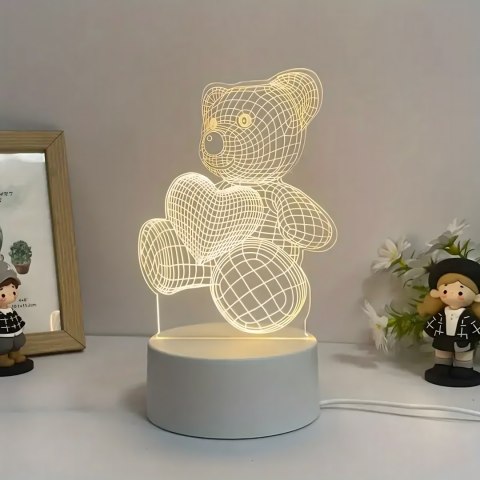 Lampka Nocna Prezent Miś 3D Illusion do Sypialni dla Dzieci Biurkowa USB