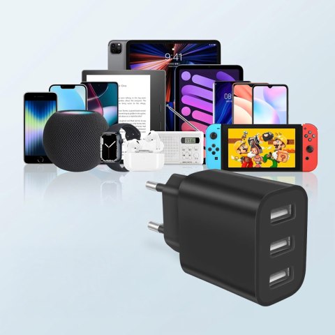 Mocna Kostka Ładowarka Sieciowa 3 x Usb Uniwerslana USB 3 Porty 5V 3.4A