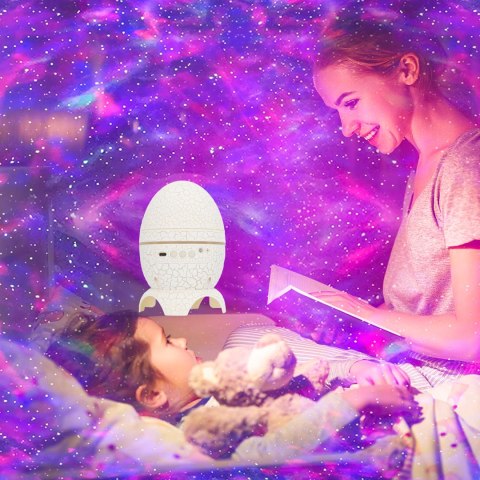 Projektor Gwiazd Jajo Dinozaura z Głośnikiem Galaktyki Lampka LED Nocna USB