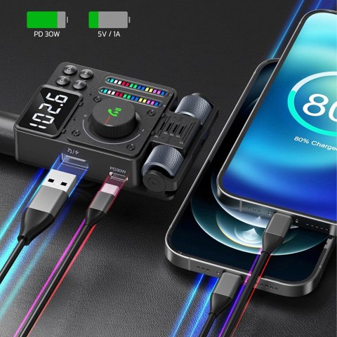 Transmiter Samochodowy Nadajnik Radio Fm Bluetooth 5.3 PD 30W Ładowarka