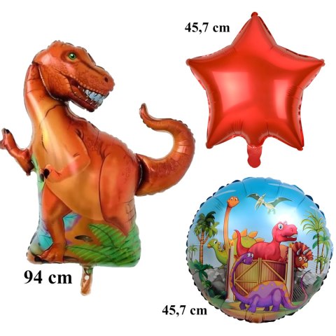 Zestaw Balonów Urodzinowych Dinozaur na Urodziny Urodzinowe Przyjęcia 5 szt