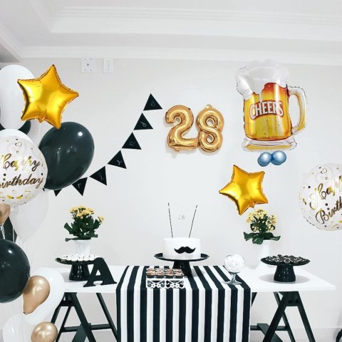Zestaw Balonów Urodzinowych na Imprezę Kufel Piwa Cheers Urodziny Prezent