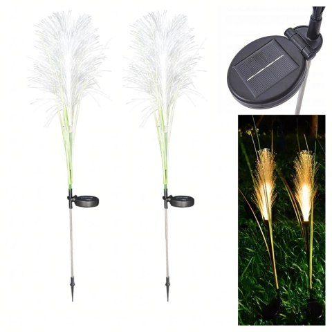 2x Lampa Ogrodowa Solarna Wbijana Trawa Pampasowa Ozdobna Panel Led 85cm
