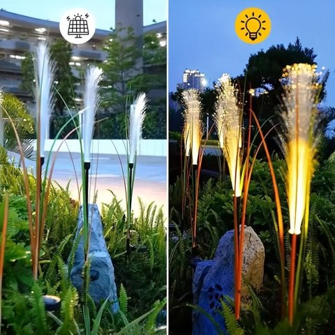 2x Lampa Ogrodowa Solarna Wbijana Trawa Pampasowa Ozdobna Panel Led 85cm