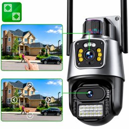Kamera Podwójna Wifi Zewnętrzna Wewnętrzna Obrotowa Smart Detekcja Alarm IP