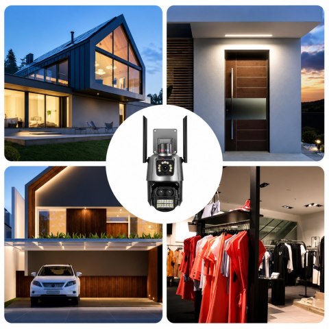 Kamera Podwójna Wifi Zewnętrzna Wewnętrzna Obrotowa Smart Detekcja Alarm IP
