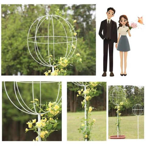 Pergola Ogrodowa Tarasowa Metalowa Podpora do Pnączy Róż Kwiatów 50x10cm biała